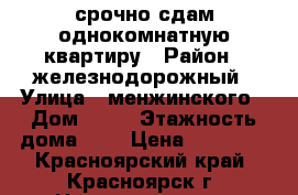 срочно сдам однокомнатную квартиру › Район ­ железнодорожный › Улица ­ менжинского › Дом ­ 10 › Этажность дома ­ 9 › Цена ­ 15 000 - Красноярский край, Красноярск г. Недвижимость » Квартиры аренда   . Красноярский край,Красноярск г.